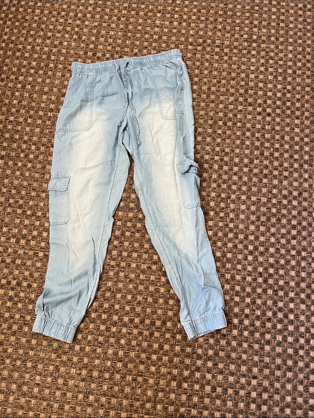 Light Blue leomans Cargo Jogger light weight drawstring pants